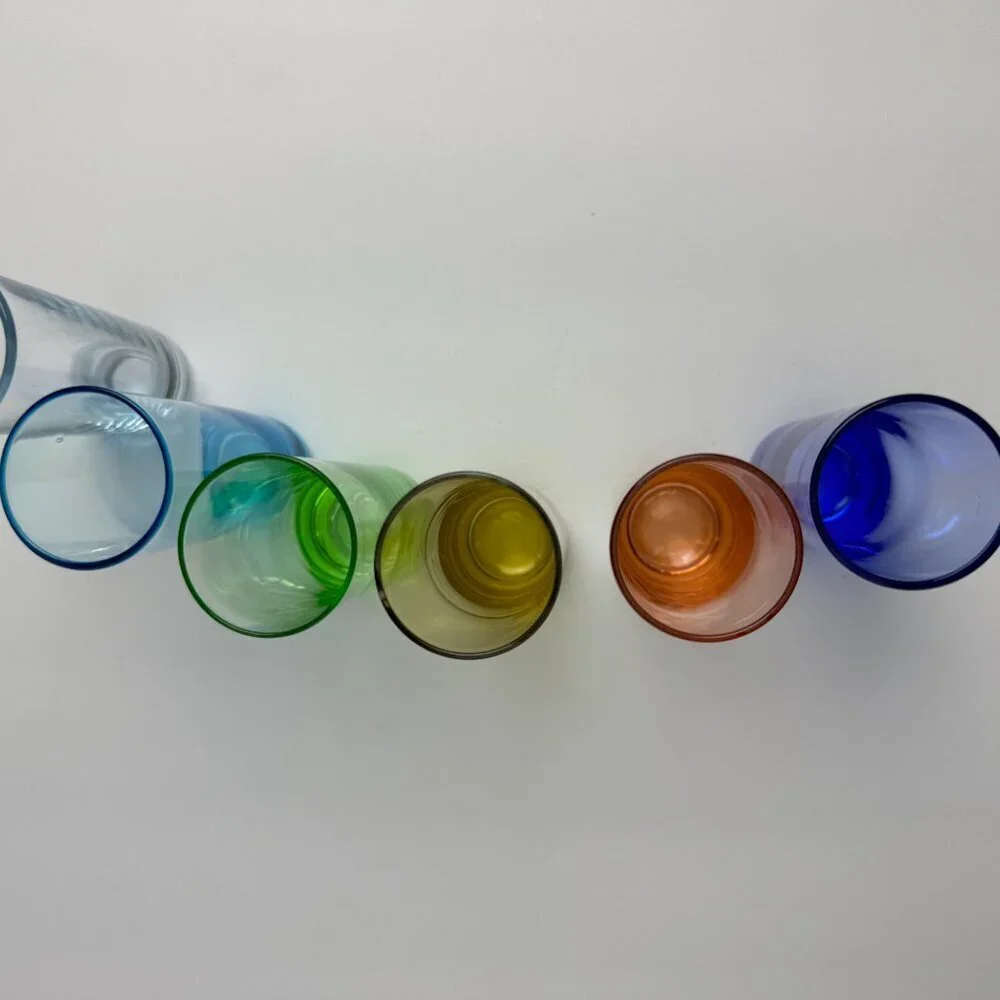 Vintage Set of 6  Shot Glasses Multi Colors 4.25